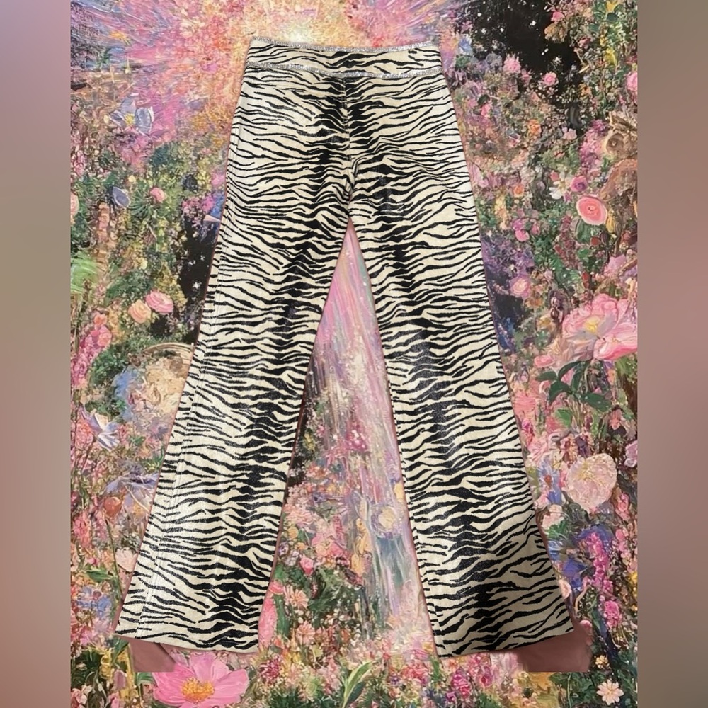 Escada Zebra Print Pant - Bedazzled Waistline - Picture 2 of 2